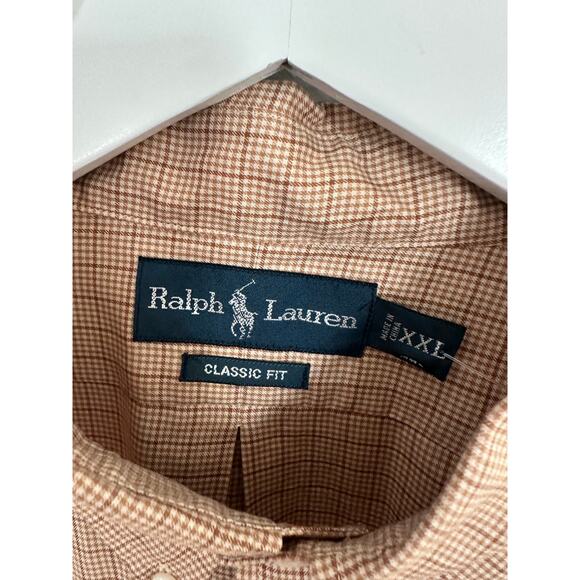 NWT Ralph Lauren Men XXL Brown Checkered Polo Button Down Classic Fit Work Gift - Picture 4 of 11